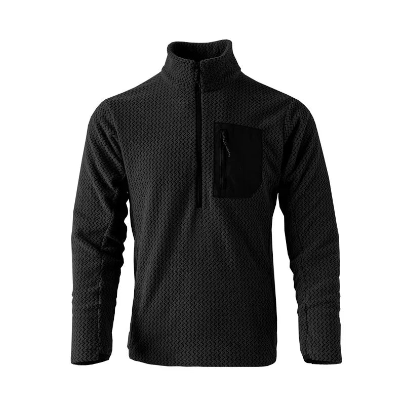 New Comfortable and Thick Men's and Women's Sports Semi-zipper Fleece Sweatshirt with Wavy Fleece and Long-sleeved Sweatshirt