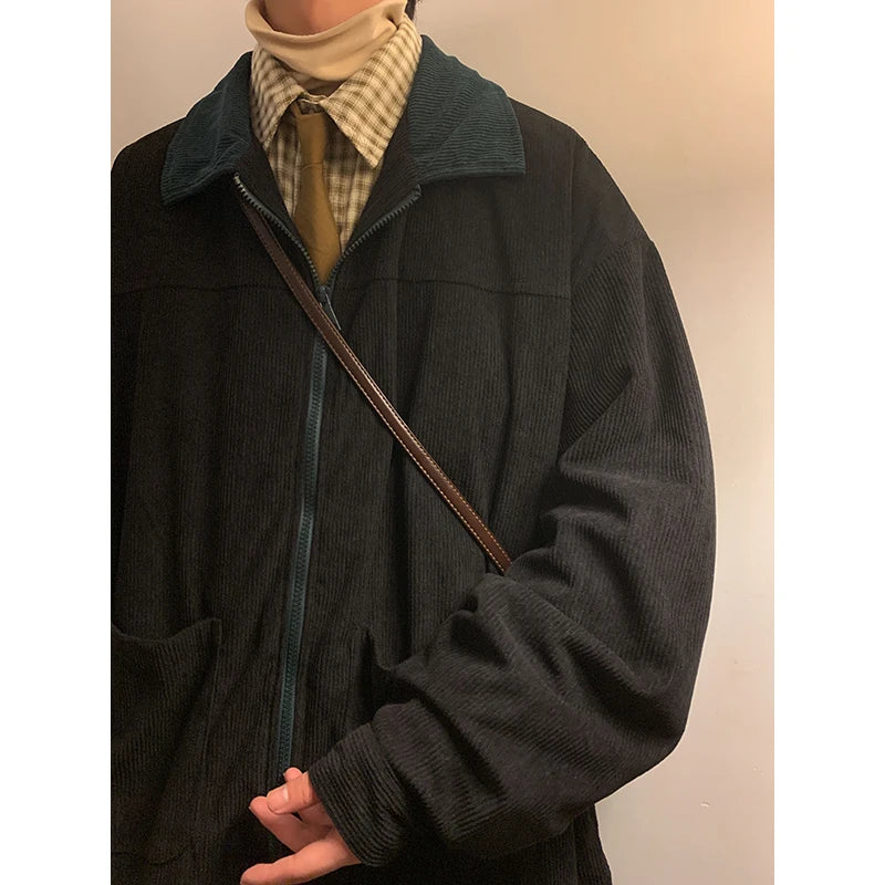 American Style Vintage 2026 Men Bomber Jacket Windbreakers Zipper Coats Autumn Loose Cargo Outwear