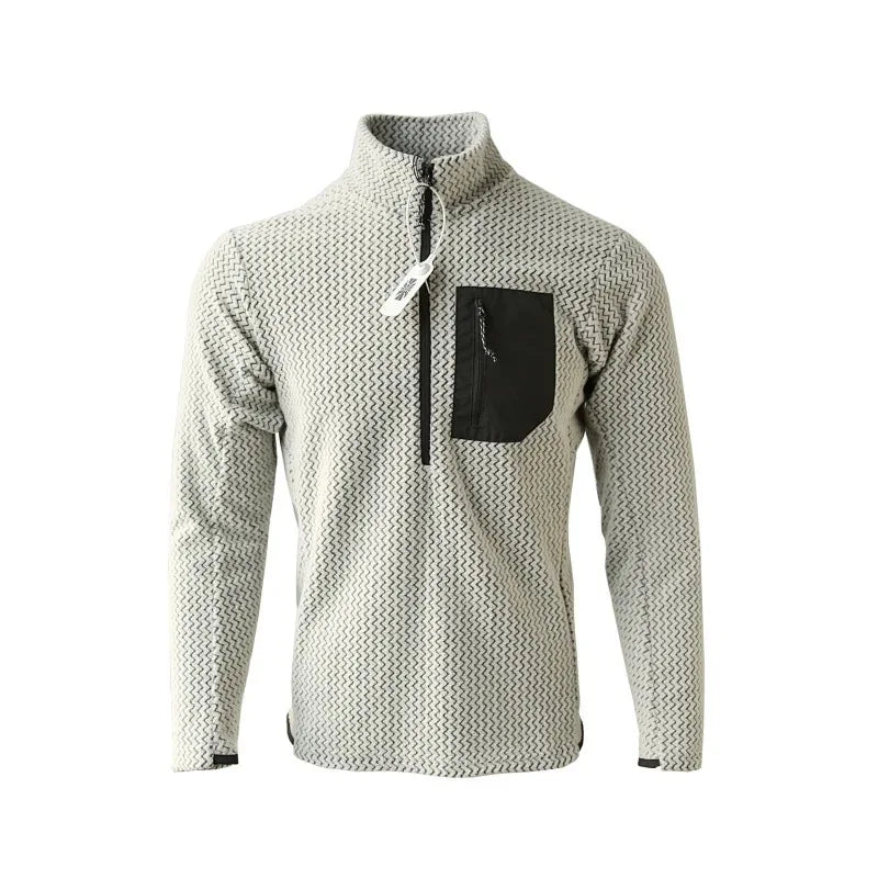 New Comfortable and Thick Men's and Women's Sports Semi-zipper Fleece Sweatshirt with Wavy Fleece and Long-sleeved Sweatshirt